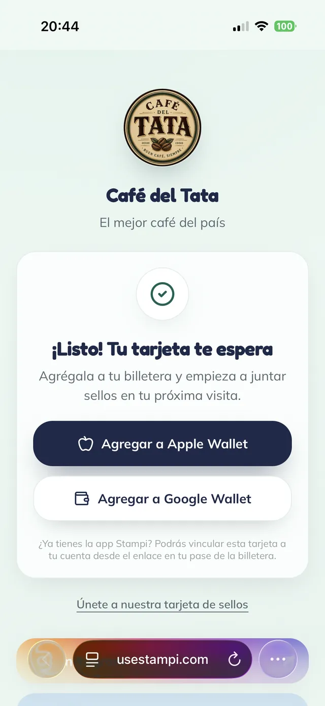 Tarjeta lista para guardar en la billetera