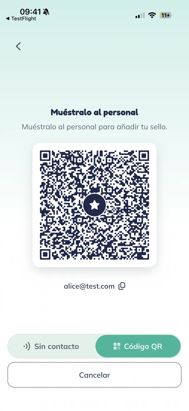 Stamp with the customer’s QR code